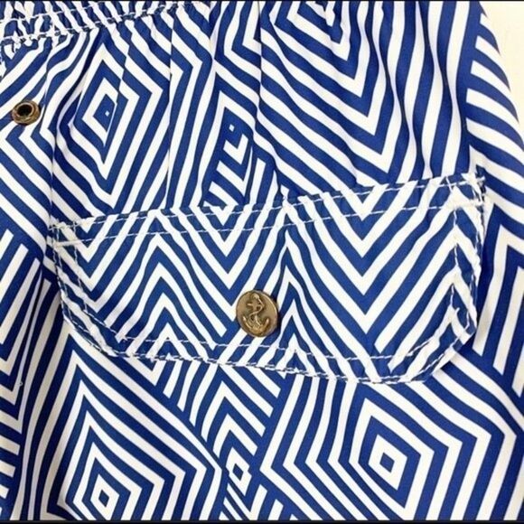 Retromarine‎ New York Boys Size Medium Geometric Blue Boys Swim Trunks with Mesh - Picture 10 of 14